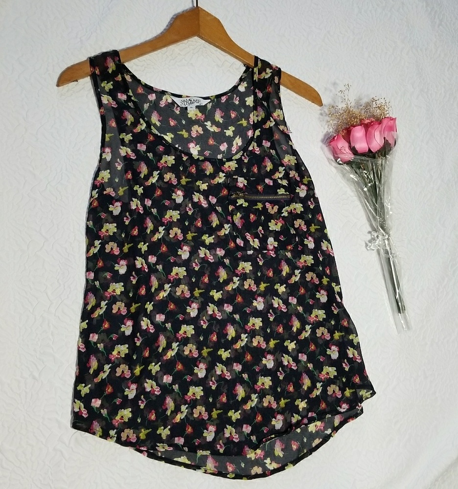Tramp sheer black/flower top